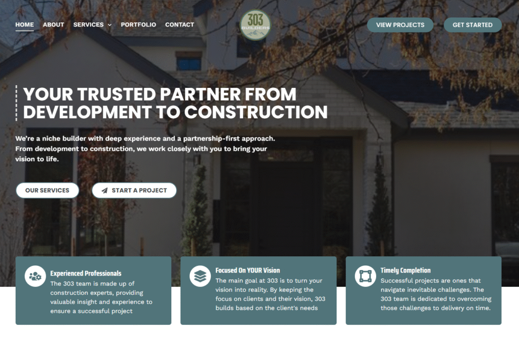 A Modern Web Presence for a Client-Focused Home Builder – 303 Builders
