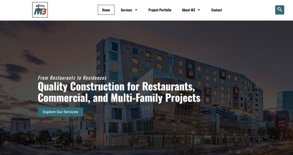 screenshot of the m3 builds homepage